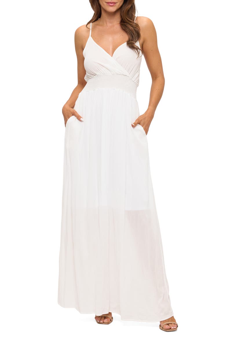 Solid Sleeveless Gauze Maxi Dress, Main, color, WHITE