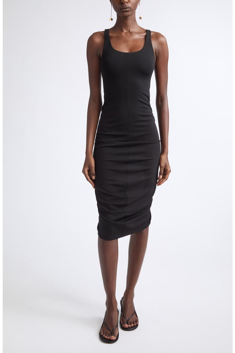 Regata Scoop Neck Midi Dress, Main, color, BLACK
