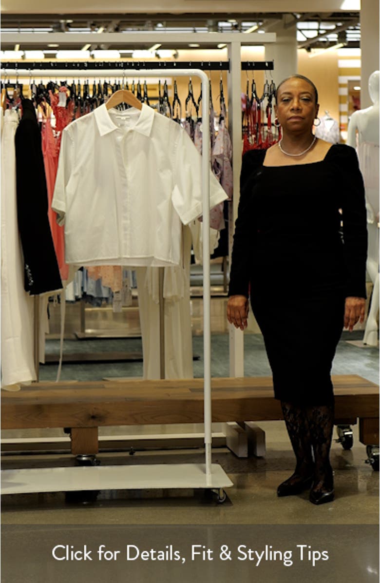 Scallop Detail Short Sleeve Cotton Button-Up Shirt, sales video thumbnail