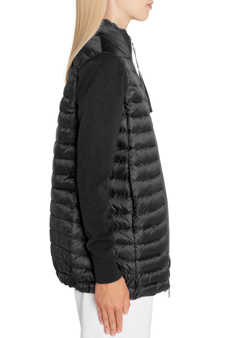 Quilted Lightweight Down & Wool Cardigan, Alternate, color, BLACK