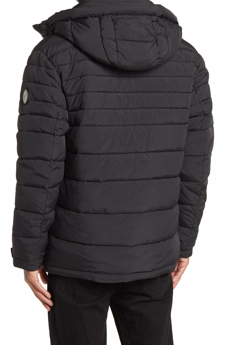 Noize Hooded Variegated Puffer Jacket, Alternate, color, Black