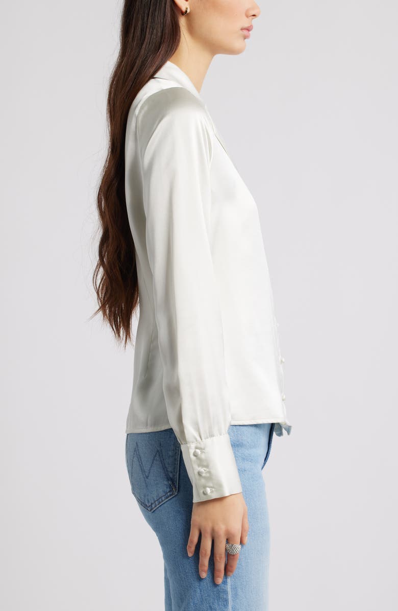 Open Edit Satin Button-Up Shirt, Alternate, color, Ivory