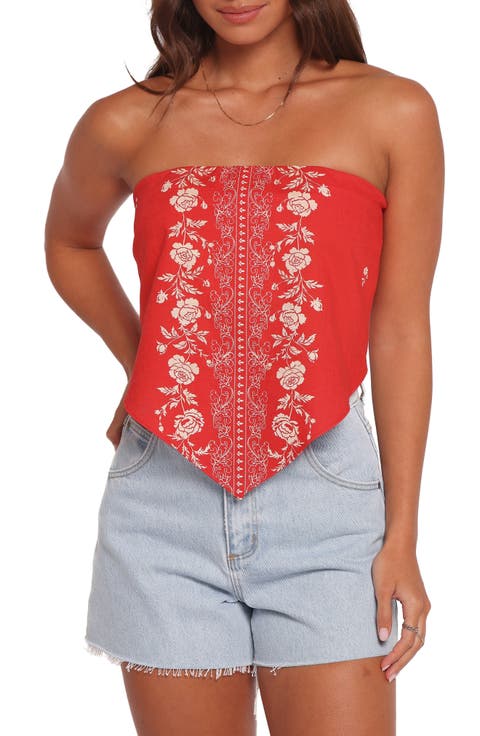Ilara Strapless Linen & Cotton Bandana Top