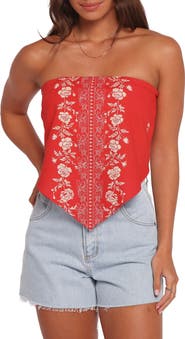 Petal & Pup Ilara Strapless Linen & Cotton Bandana Top