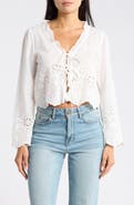 Vigoss Long Sleeve Eyelet Trim Top