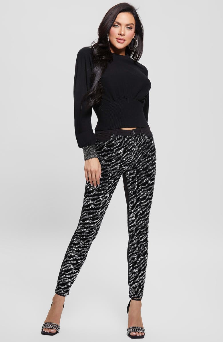 GUESS Bling Embellished Cuff Sweater, Alternate, color, 