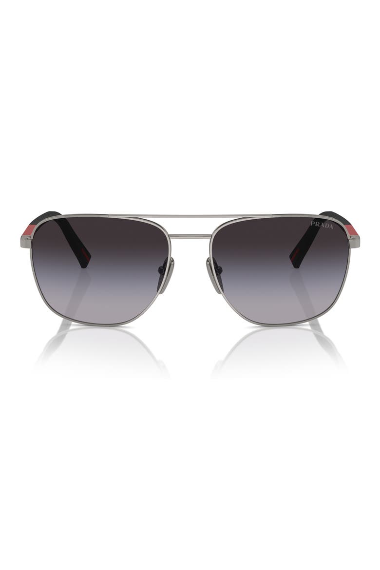 60mm Gradient Oval Sunglasses, Main, color, GUNMETAL
