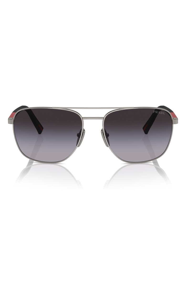 Prada Linea Rossa 60mm Gradient Oval Sunglasses, Main, color, Gunmetal