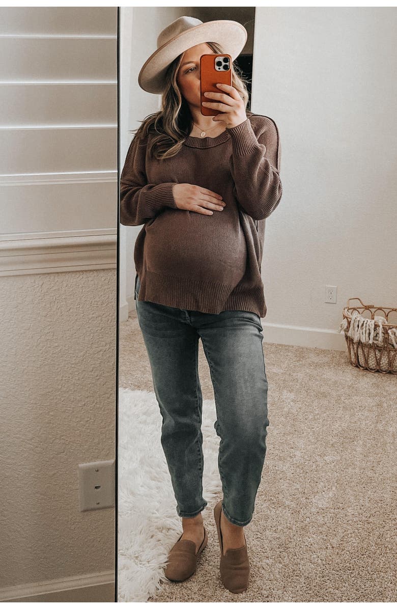 PinkBlush Exposed Seam Side Slit Sweater, Alternate, color, Brown