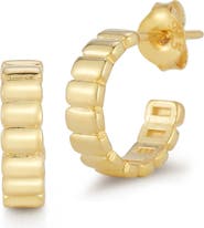 GLAZE JEWELRY 14K Gold Vermeil Ribbed Huggie Hoop Earrings