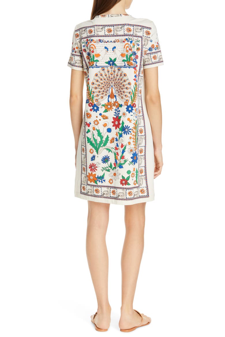 T-Shirt Dress, Alternate, color, IVORY PEACOCK MEADOW