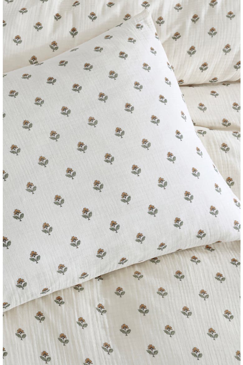 Block Print Gauze Comforter & Shams Set, Alternate, color, IVORY MULTI