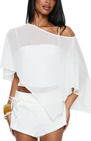 Princess Polly Senzo Asymmetrical Chiffon Poncho Top