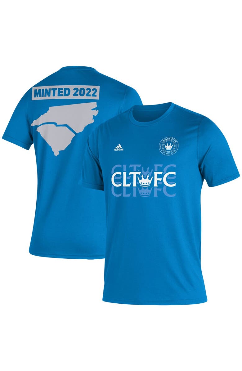 adidas Men's adidas Blue Charlotte FC Jersey Hook AEROREADY T-Shirt, Main, color, 