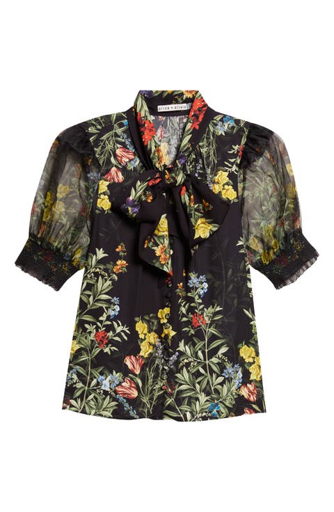 Brentley Tie Neck Puff Sleeve Top