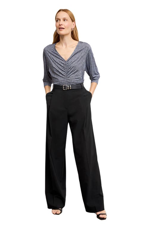 M.M.LaFleur Amina Printed Jersey Ruched Top in Blueprint Sketch  product