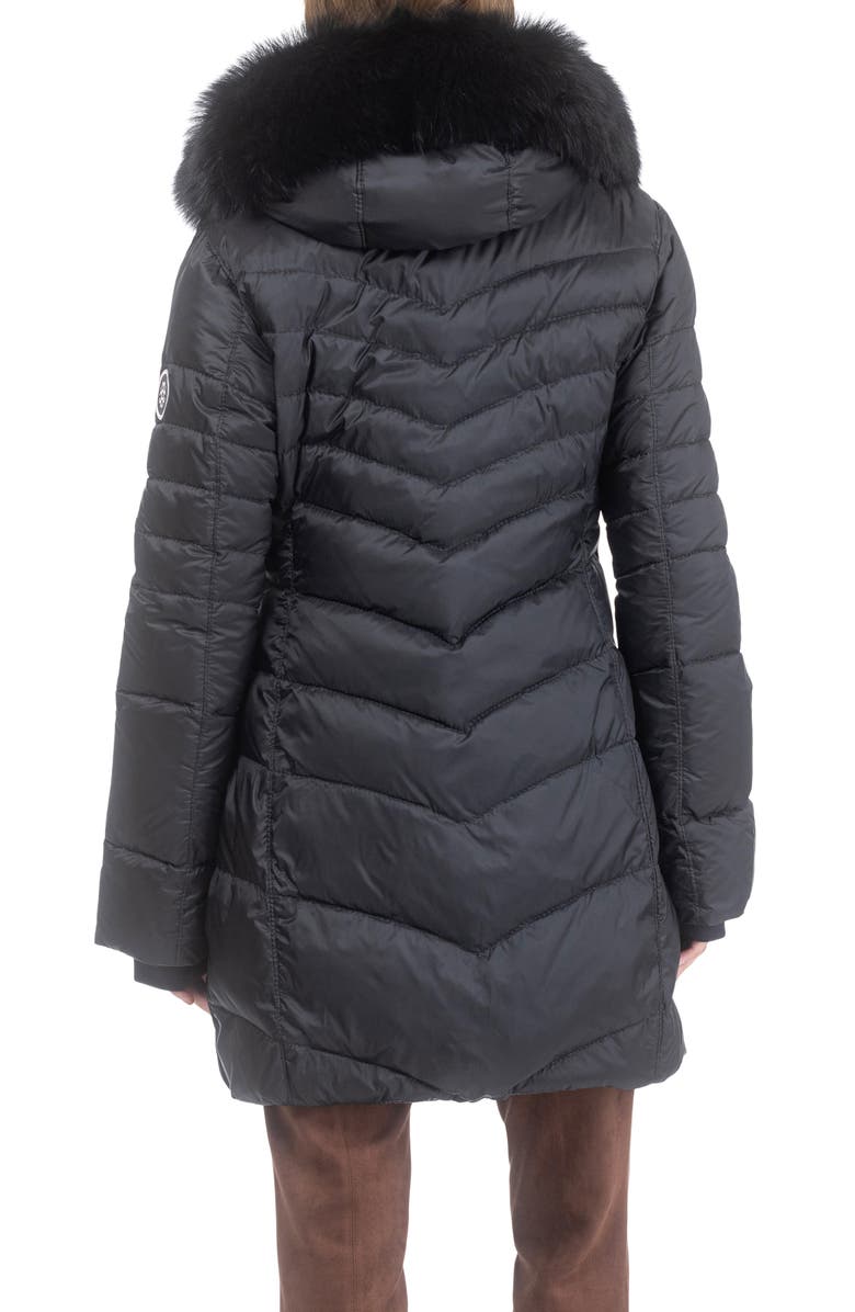 GORSKI Apres-Ski Chevron Long Parka with Detachable Toscana Lamb Hood Trim, Alternate, color, Black/Black
