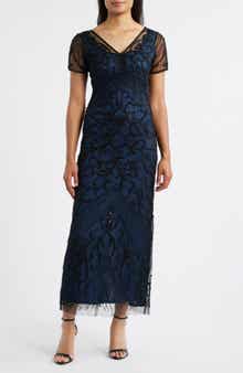 Pisarro Nights Beaded Mesh Column Gown