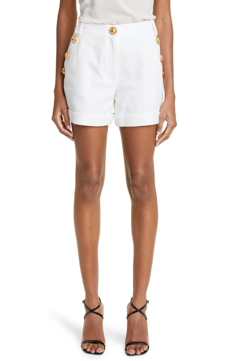 Button Detail Cotton Piqué Shorts (Women) | Nordstrom