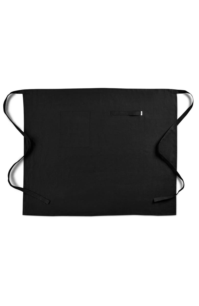 Solino Home Linen Apron - Linen Midi Bistro Apron, Main, color, Black