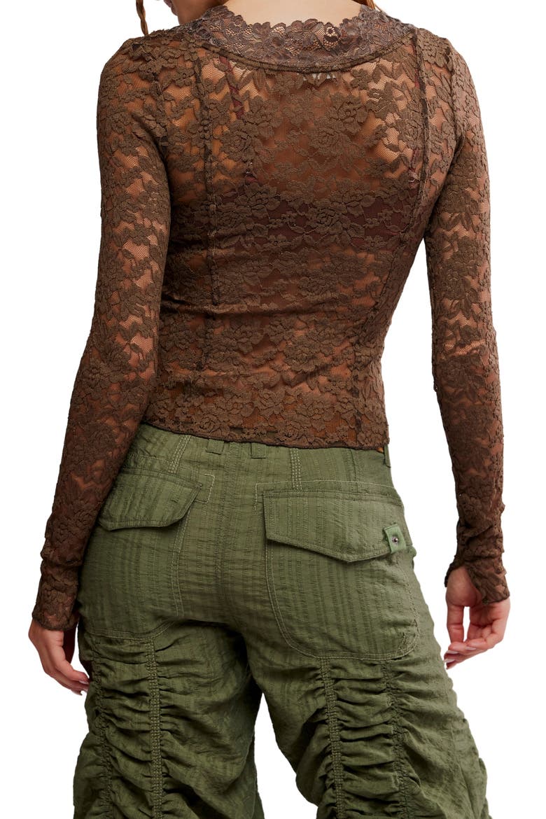 All Night Long Lace Top, Alternate, color, TEAK