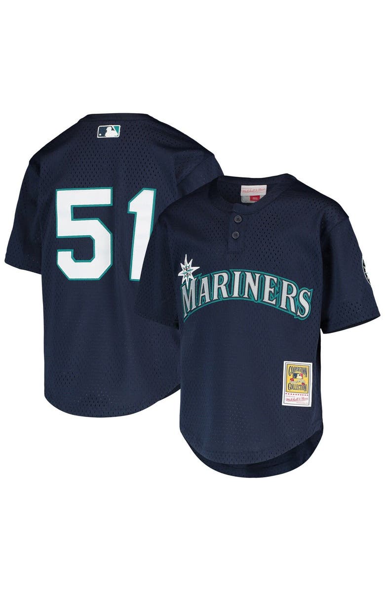 Mitchell & Ness Youth Mitchell & Ness Ichiro Suzuki Navy Seattle Mariners Cooperstown Collection Mesh Batting Practice Jersey, Main, color, Navy