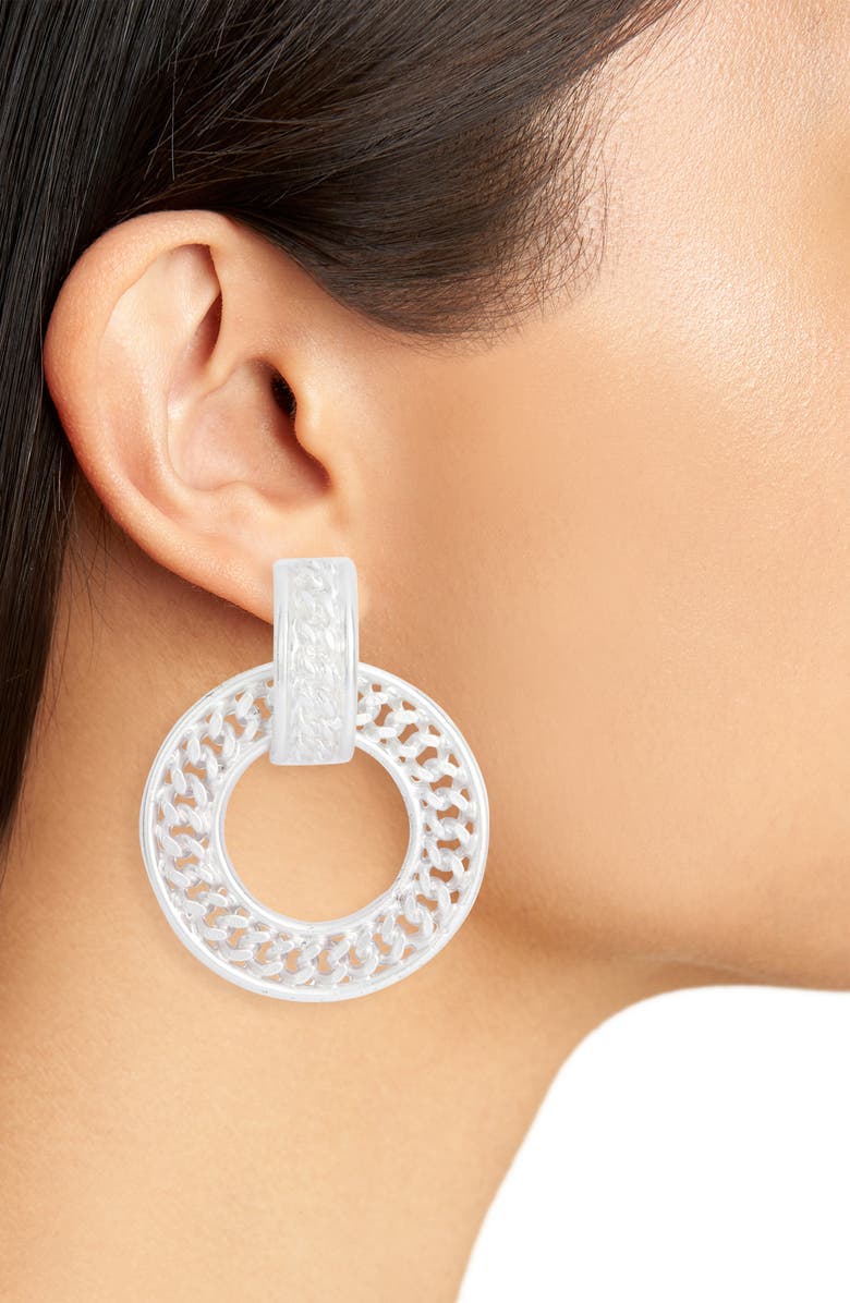 Karine Sultan Chunky Circular Chain Drop Earrings, Alternate, color, Silver