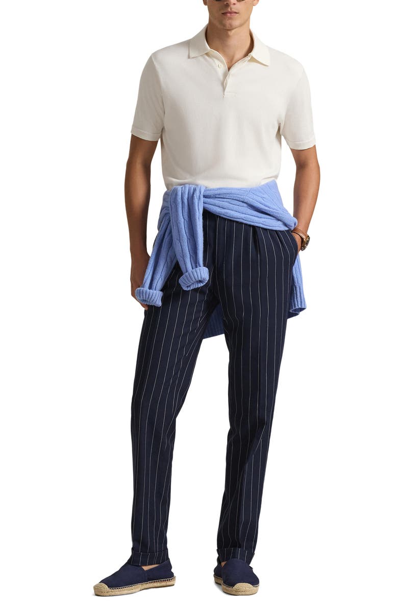 Polo Ralph Lauren Rib Trim Cotton Polo, Alternate, color, Deckwash White