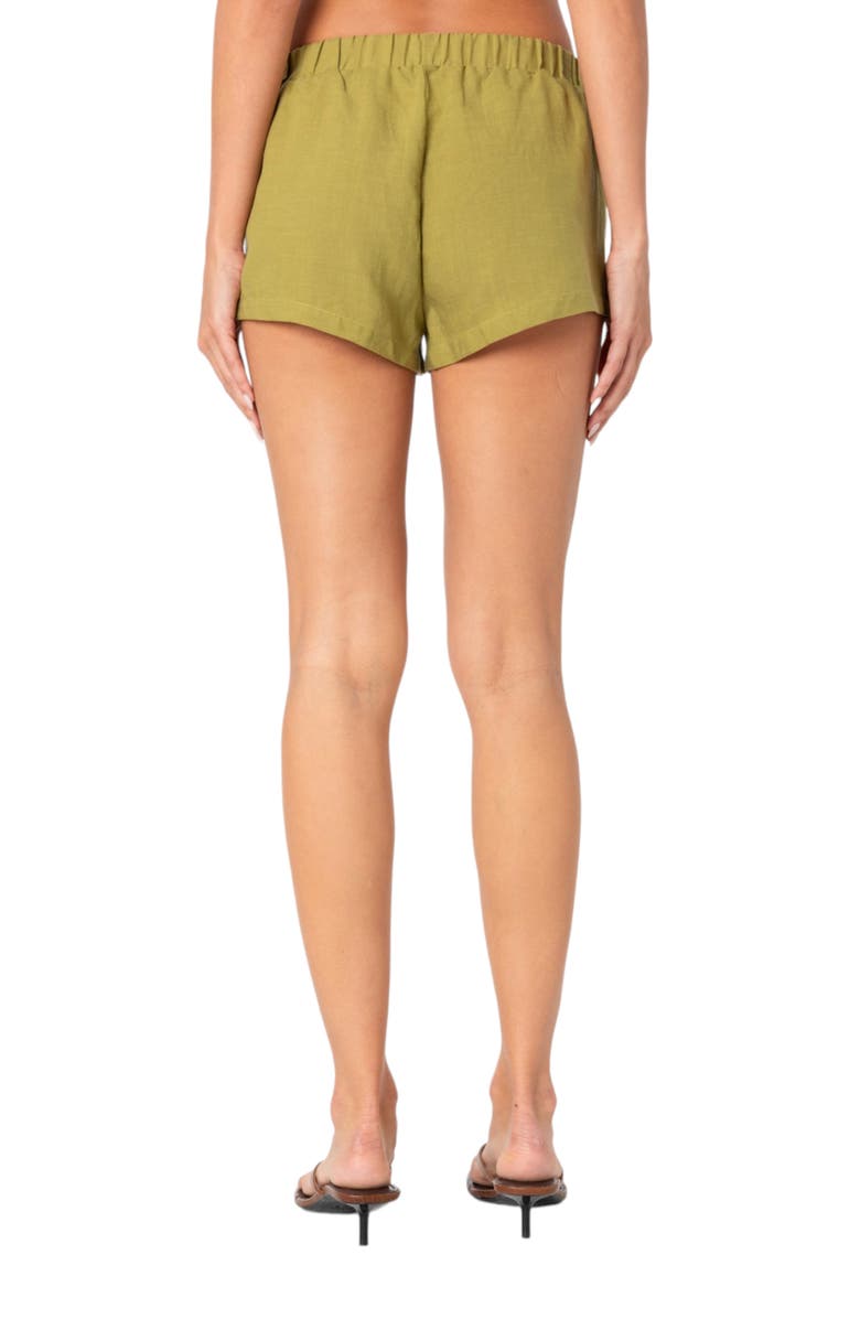 EDIKTED Arden Cotton Shorts, Alternate, color, Green