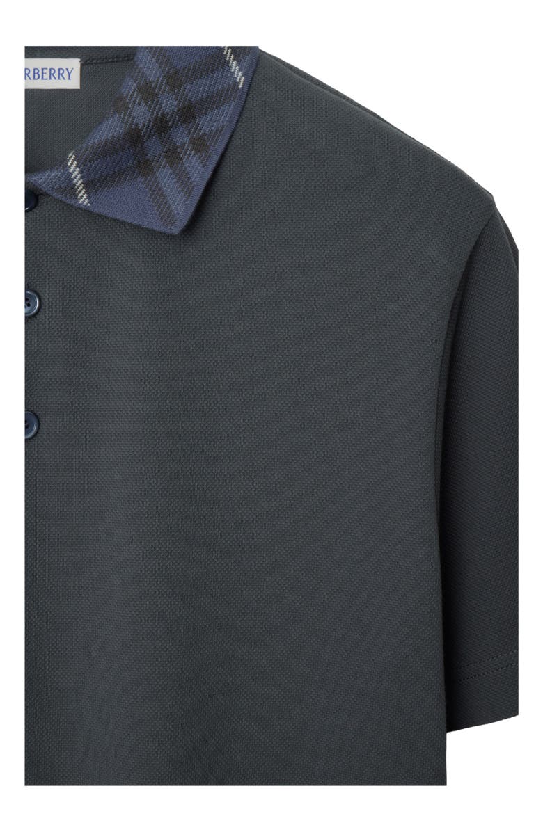 Burberry Check Collar Cotton Polo Shirt, Alternate, color, Magnet
