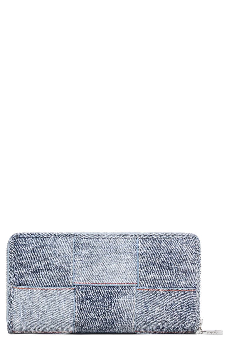 Desigual Denim Zip Around Wallet, Main, color, Light Blue