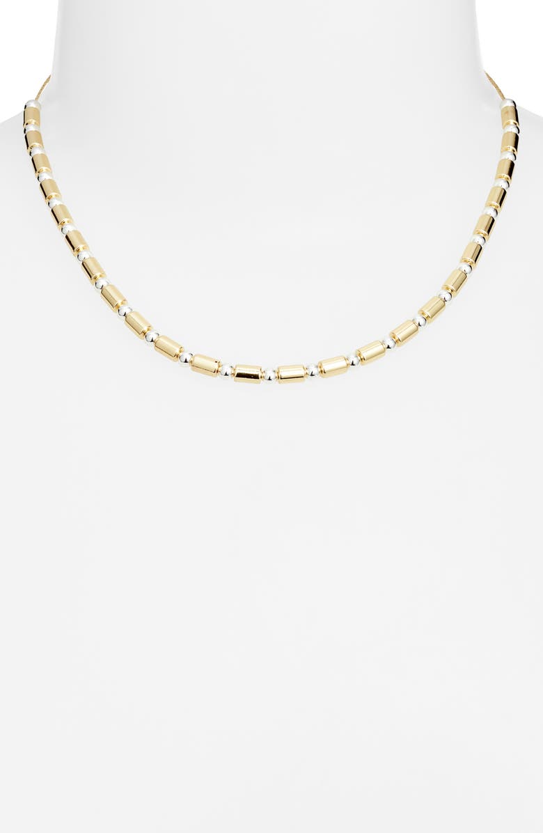 Nordstrom Two-Tone Beaded Tube Collar Necklace, Alternate, color, Gold- Silver