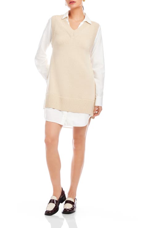 Elora Long Sleeve Mixed Media Dress