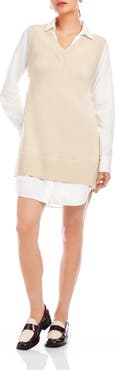 FIFTEEN TWENTY Elora Long Sleeve Mixed Media Dress