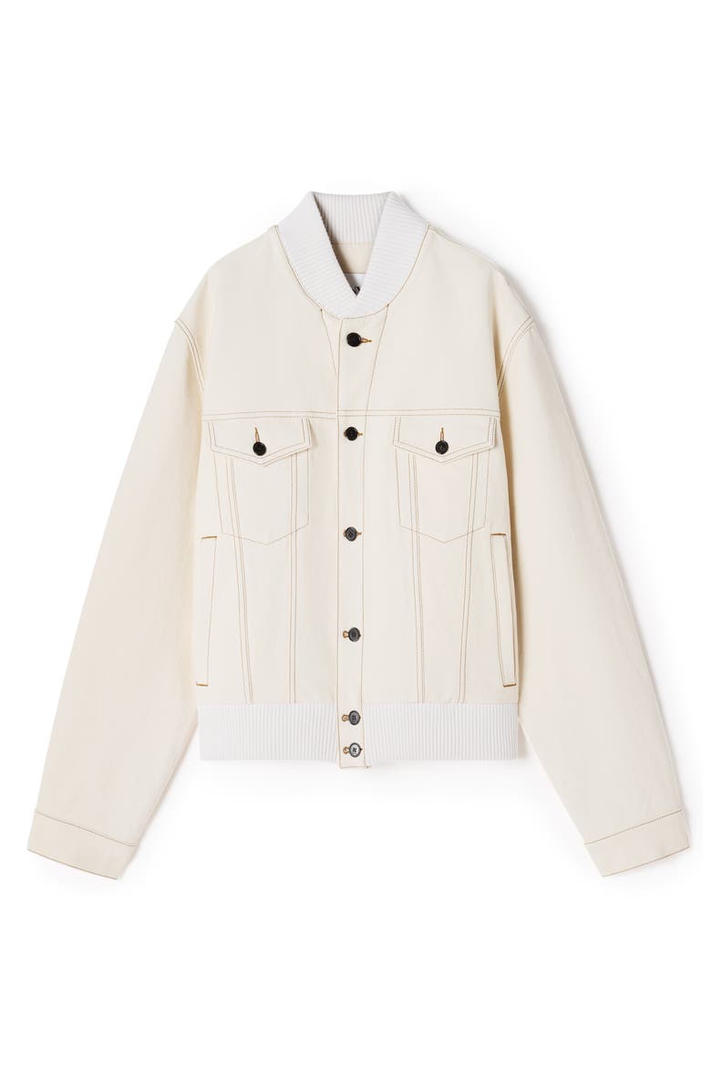 Teddy Jacket In Denim, Alternate, color, White, Beige