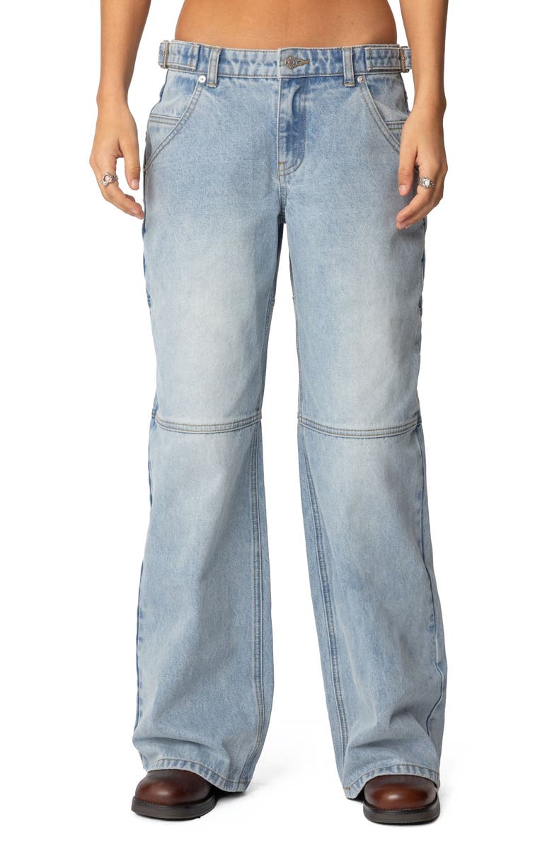 EDIKTED Shai Low Rise Carpenter Jeans, Main, color, Light-Blue