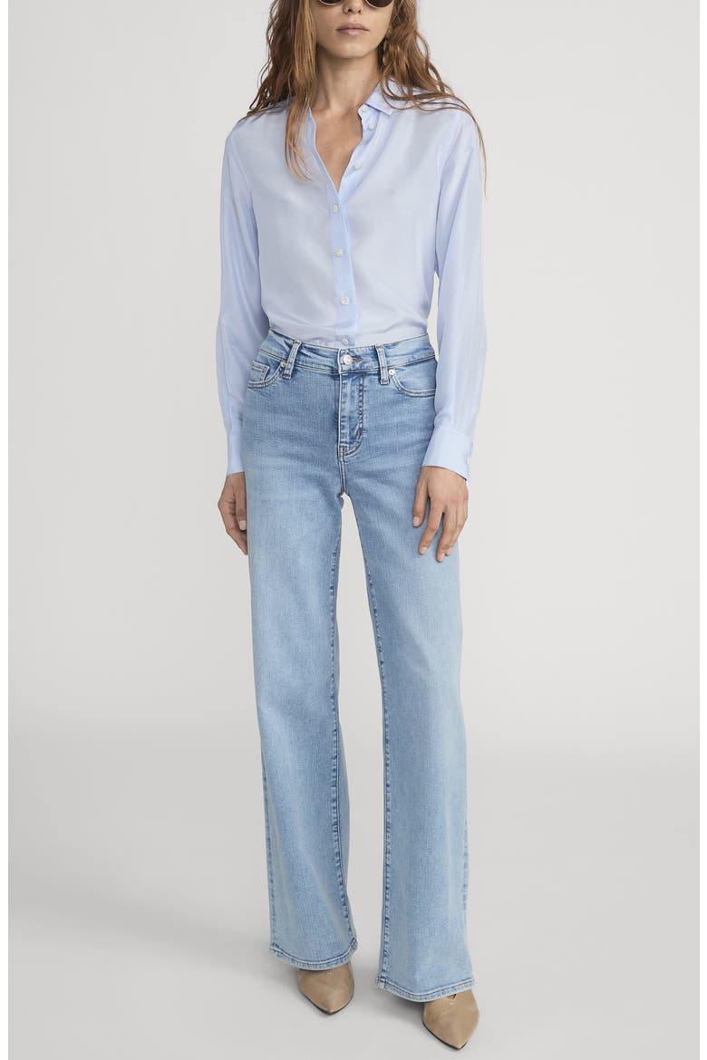 Le Slim Palazzo High Waist Wide Leg Jeans, Alternate, color, RIPPLE