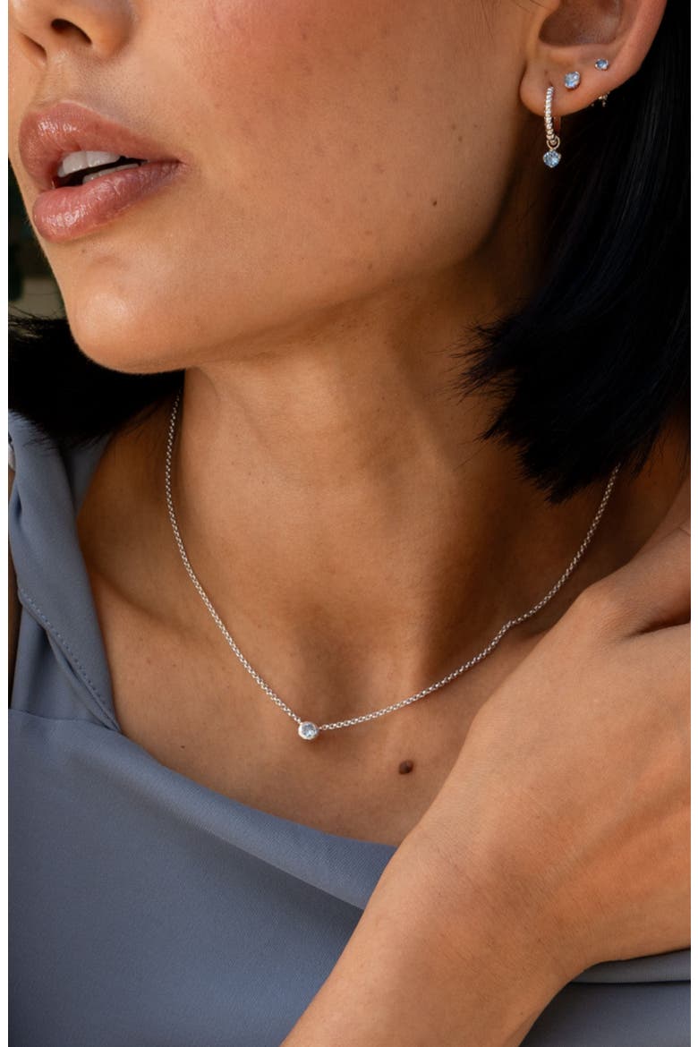 Aquamarine Round Dewdrop Pendant, Alternate, color, Sterling Silver