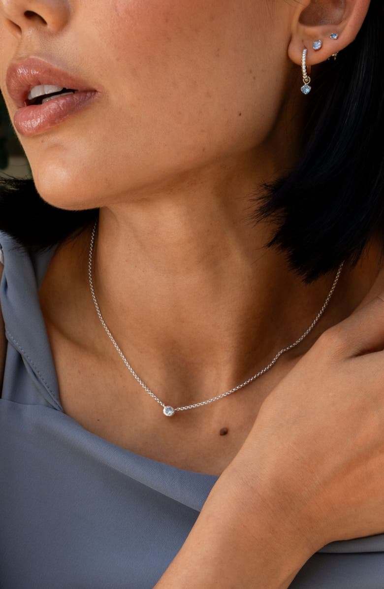 Dower & Hall Aquamarine Round Dewdrop Pendant, Alternate, color, Sterling Silver