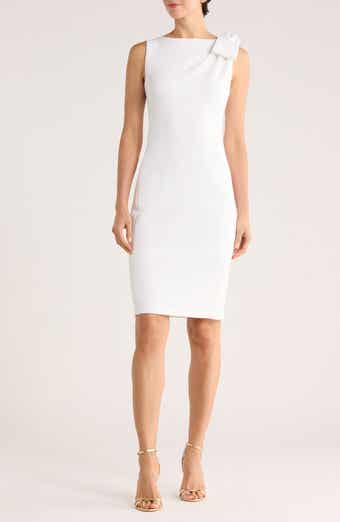 Calvin Klein Side Bow Sleeveless Scuba Knit Sheath Dress