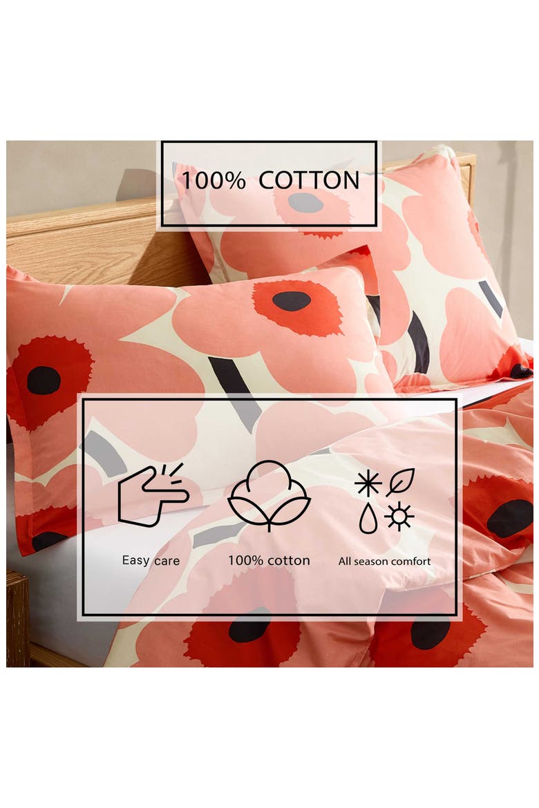 Unikko Cotton Percale Duvet Cover & Shams Set, Alternate, color, MEDIUM / DARK PINK