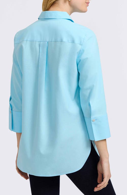 Foxcroft Madison Popover Cotton Oxford Shirt In Soft Aqua