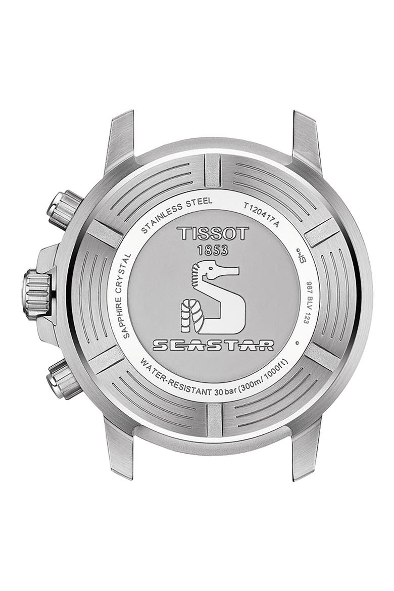 Seastar 1000 Chronograph Mesh Bracelet Watch, 45.5mm, Alternate, color, SILVER/ GREEN