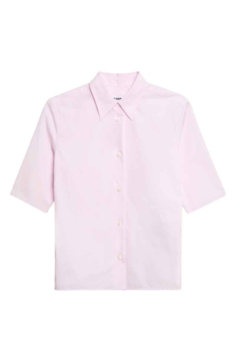 Jil Sander Slim Fit Short Sleeve Button-Up Shirt, Main, color, Rose