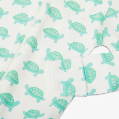 Shop Primary Baby Organic Animal Friends Zip Footie In Clover Baby Turtles