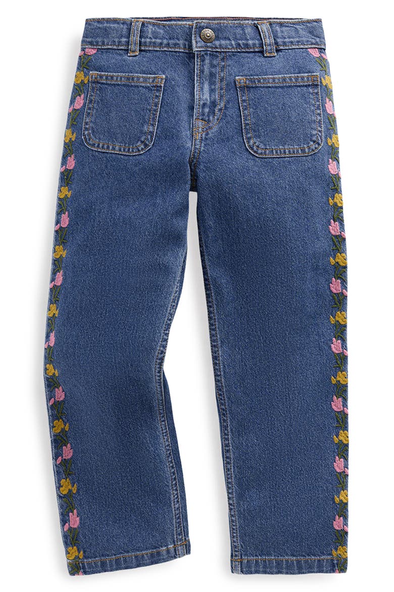 Kids' Patch Pocket Embroidered Straight Leg Jeans, Main, color, DENIM EMBROIDERY
