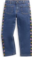 Mini Boden Kids' Patch Pocket Embroidered Straight Leg Jeans