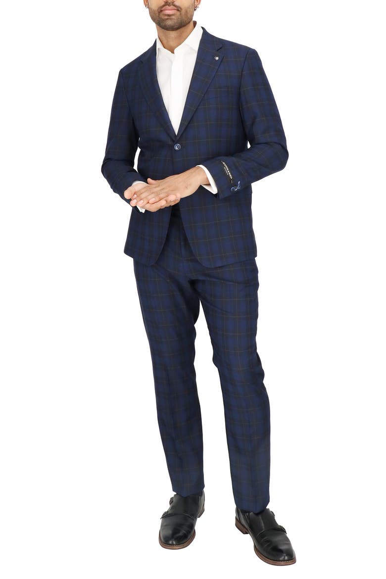 Modern Fit Navy Plaid Two-Piece Suit, Alternate, color, NAVY PLAID