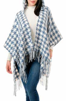 MARCUS ADLER Houndstooth Hooded Ruana