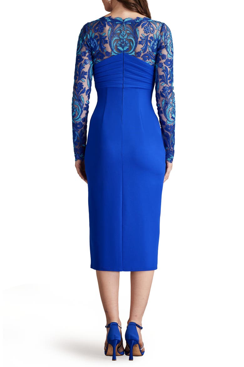 Sequin Crepe Long Sleeve Sheath Dress, Alternate, color, BLUE GAZE